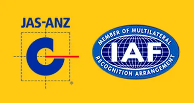 JAS-ANZ accreditation mark and IAF multilateral recognition arrangement member mark